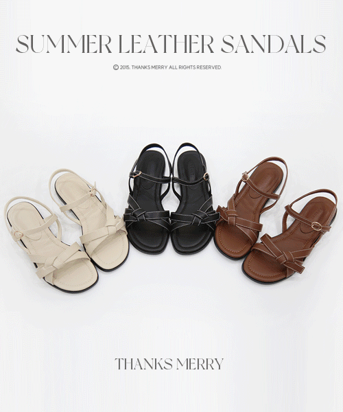 Ann Ribbon Stitch Strap Sandals