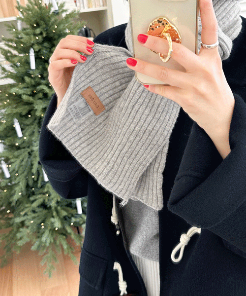 Cashmere ribbed knit muffler