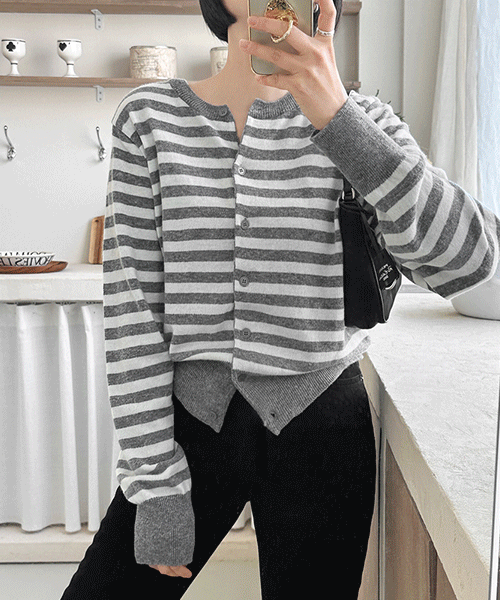 Colored Stripe Wool Cardigan