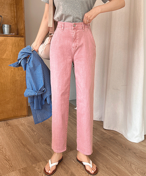 Pigment Back Band Baggy Straight Cotton Pants