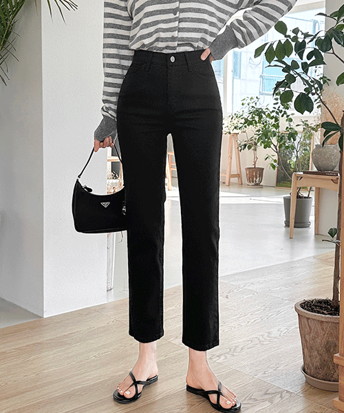 daily spandex bendable waist straight cotton pants