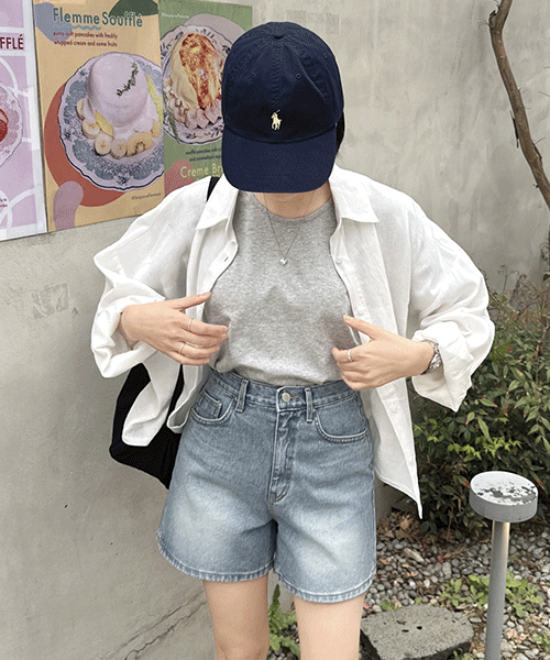 linen see-through overfit cropped shirt